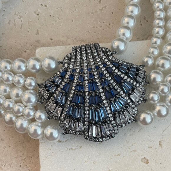 Swarovski Silver and Blue Pearl Necklace - Picture 4 of 9